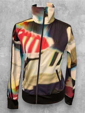 Adidas Originals Women’s AX5449 Sz M Shoe Print Firebird Track Jacket Rare